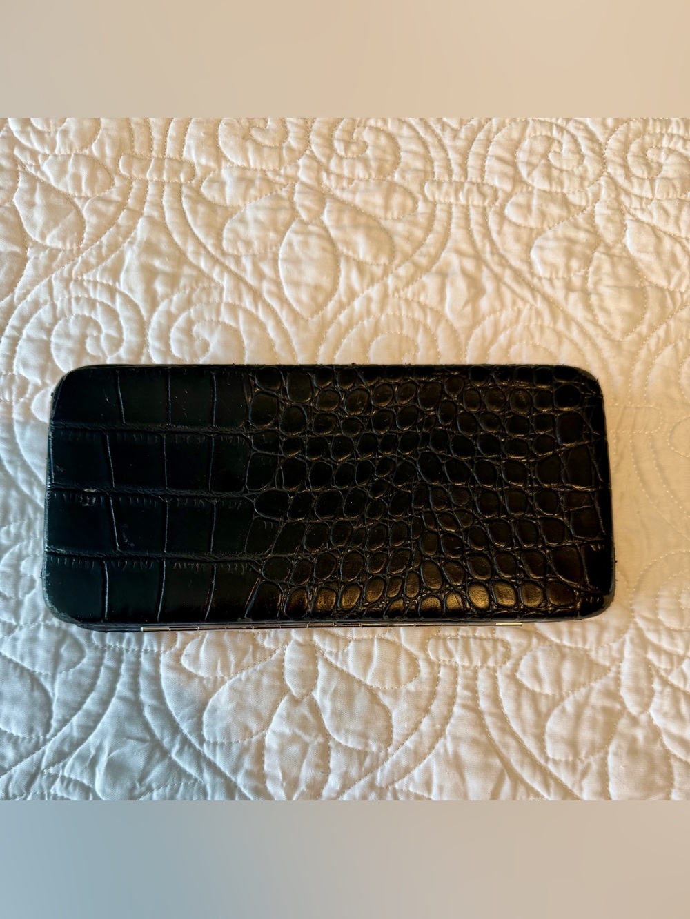 Women’s Black Crocodile Embossed Wallet Clutch